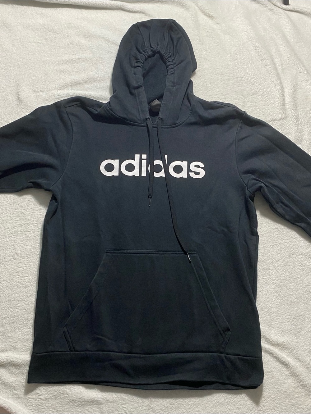 adidas Black Crewneck Hoodie with White Logo